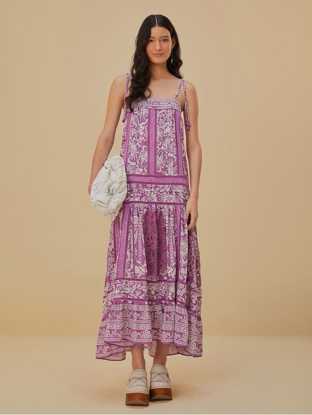 FARM Rio Sweet Garden Sleeveless Cotton Maxi Dress Sweet Garden Lilac XS - Picture 4 of 15